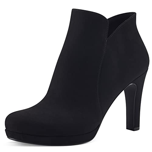 Tamaris Damen Stiefel Vegan schwarz 39 | 1-25316-41 – Reißverschluss, COMFORT-Lining + TOUCH-IT, Blockabsatz 9,5 cm