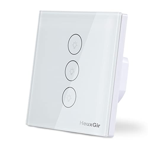 HeuxGir 86 * 86mm Smart Lichtschalter,WiFi Touch Light Switch, Smart Home Lichtschalter with Controllable LED, Compatible with Alexa/Google/Smart Lif
