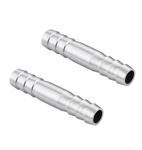 Carvedexquisitely STAINLESS STEEL 1/2" HOSE BARB Stainless Steel 1/2 Inch To 1/2 Inch Hose Barb Fittings Splicer Mender Round Union Coupler Adapter Splicer Mender Union Air Water Fuel  cover