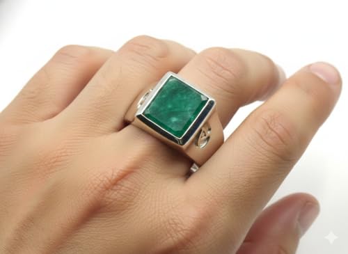 Image of Choose Your Color Mens Bold Ring 925 Sterling Silver Gemstone Wedding Engagement Statement Ring Birthstone Solitaire Jewellery Ring Sizes 4, 5, 6, 7, 8, 9, 10, 11, 12, 13,