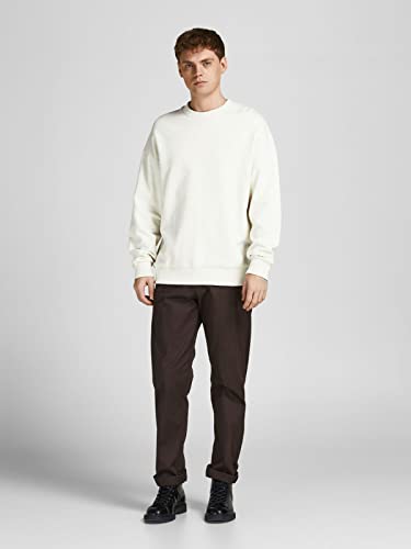 JACK & JONES Herren JJEHOLMEN Sweat Crew Neck, Langarm Pullover, White/REG FIT, L