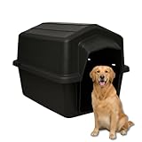 Casinha Pet 2 em 1 N6 Gigante Caminha| Uso Externo Sol Chuva | Cães Grandes Acima 25kg Labrador Golden Pastor Alemão 83x76cm | Plástico Rígido Atóxico Resistente Limpeza Fácil TáNaTela (Preto)