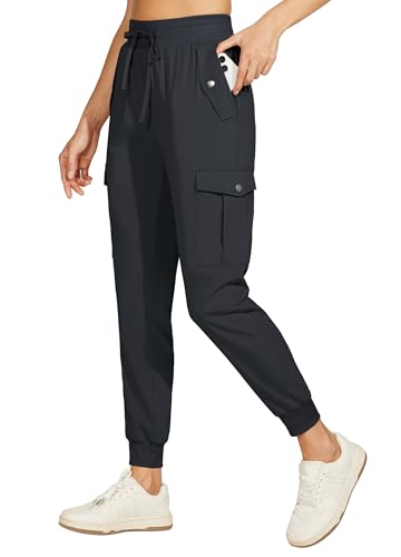 Willit Women's Hiking Pants Cargo Joggers Lightweight Quick Dry Athletic Workout Travel Casual Pants Pockets Deep Gray 3XL
