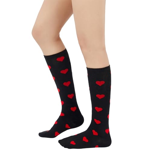 Image of Century Star 3 Pairs Striped Knee High Tube Socks for Women Casual Long Stockings