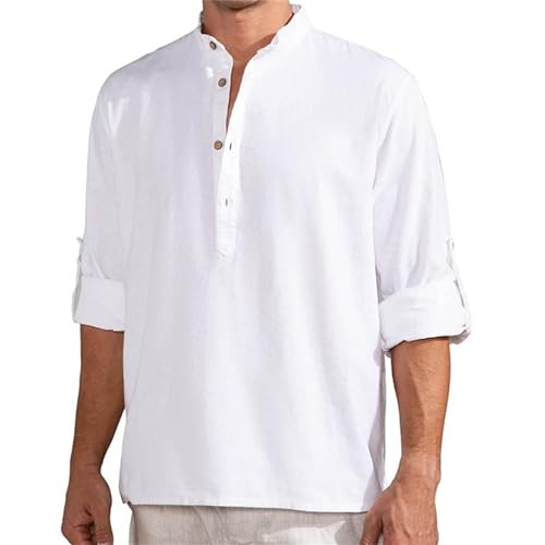 Camisas Hombre Verano Manga Larga Camisa Hombre Algodon Cuadros Camisas Hombre Manga Larga Lino Cuadros O Rayas Camisa Hombre Manga Corta Verano Tallas Grandes Blanco #2,S
