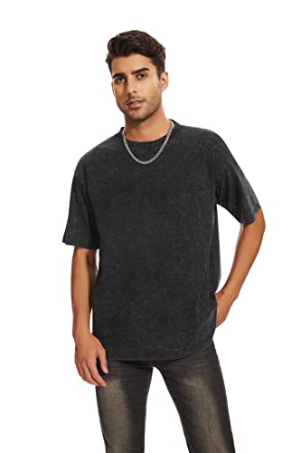 Men's Oversized Heavy Cotton Summer T-Shirts - Vintage Tee Loose Fit Short Sleeve Casual Streetwear Tshirts for Men3
