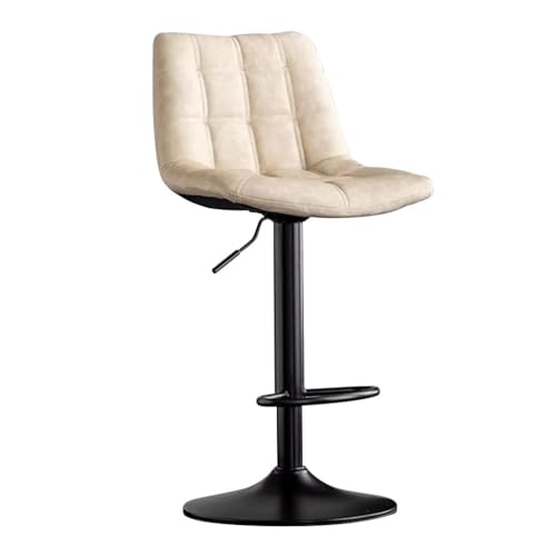 LEIYTFE Taburetes Giratorios Sin Brazos Taburetes Modernos De Cuero para Mostrador, Asientos Cómodos Sillas Ajustables para Isla De Cocina Y Comedor, Taburete De Café(Bianco,A)