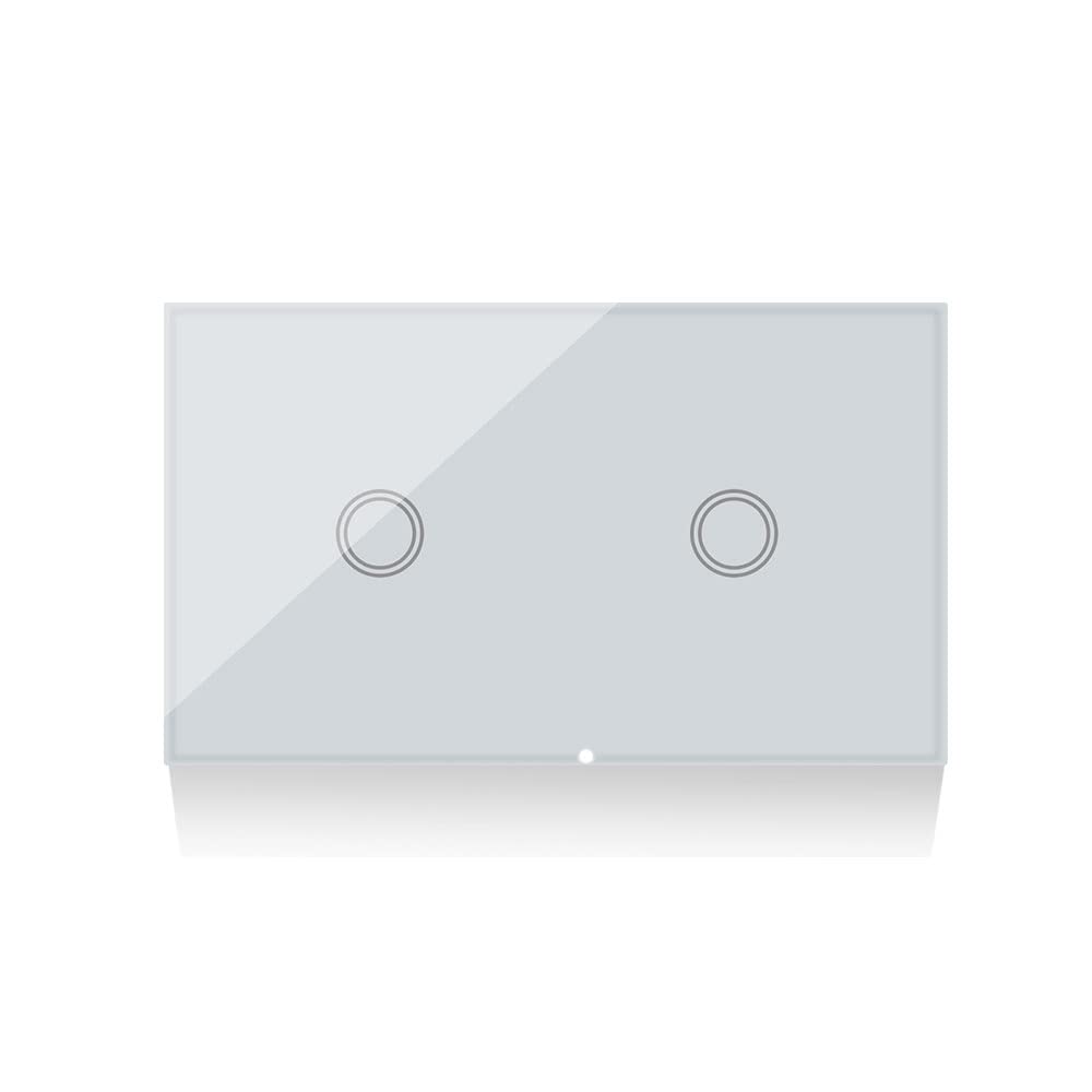 US Wifi Interruttore Intelligente Luce Wireless WiFi da Muro,con Power Monitor,App Controllo Remoto,Funzione Timer,Controllo Vocale (2 gang, nero)