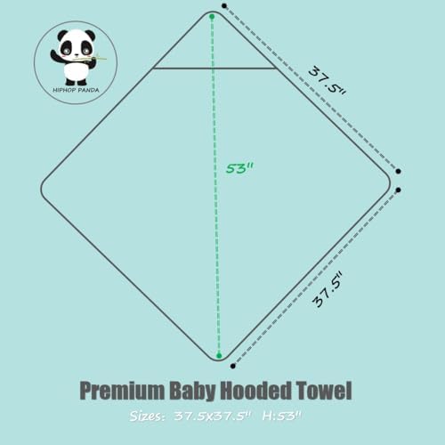 HIPHOP PANDA Hooded Towel - Rayon Made from Bamboo, Bath Towel with Bear Ears for Newborn, Babie, Toddler, Infant - Absorbent Large Baby Towel - Blue Elephant, 37.5 x 37.5 Inch