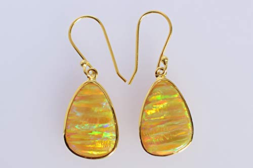 Boucles d'oreilles opale de feu argent hypoallergénique
