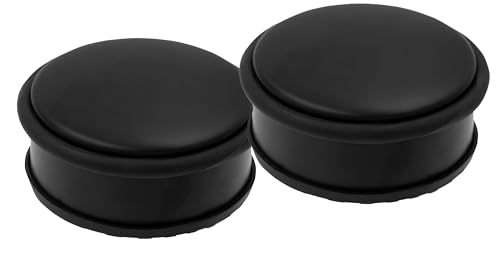 HRB Türstopper Edelstahl massiv - Schwerer Türstopper Boden mit modernen Design Door Stopper versehen mit Gummiring zum Schutz der Türen (2 Stück Schwarz)