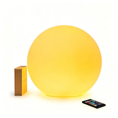 16 Inch Ultra-Fun LED Ball Light, Rechargeable Globe Floor Lamp w/Remote, 16 RGB Color Changing LED Glowing Orb Light, Waterproof Outdoor Ambiance Lighting, Pool Party Garden Patio Decor by COPU - Used condition - US$103.21