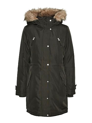 VERO MODA Vmtrack Parka Coat Ga Abrigo, Verde Oscuro, XS para Mujer