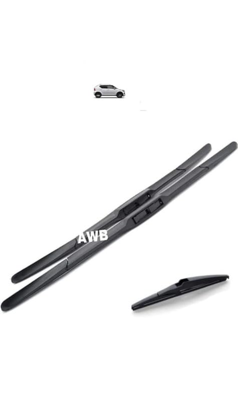 Image of AWB Hybrid Wiper Blades Front & Rear Compatible with Maruti Ignis 2016 Onwards (pack of 3)