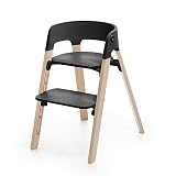 Silla Stokke Steps - Negro/Natural - Sistema de asiento 5 en 1 - De recién nacido hasta toda la infancia o los 87 kilos - Sin herramientas, estilosa y ajustable