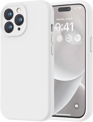 Image of DIZORO Microfiber Square Candy Case Compatible for iPhone 14 PRO, Shockproof Slim Back Cover Liquid Silicone Case (Stone Grey)