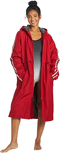 Image of Sporti Unisex Swim Parka with Comfort Plush Fleece Lining, Multi Pocket Zipper - Water Resistant Swim Coats for Women & Men