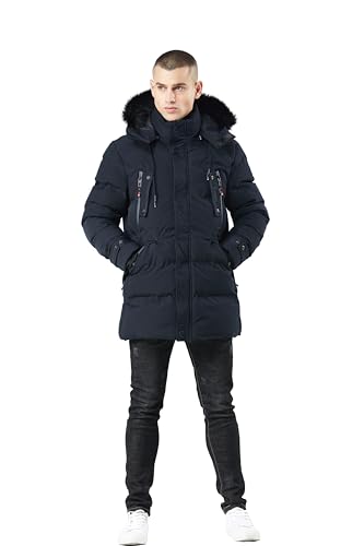 Image of WEEN CHARM Men's Warm Parka Ski Jacket Water Resistant Puffer Jacket Long Winter Coat with Detachable Hood Faux-Fur Trim