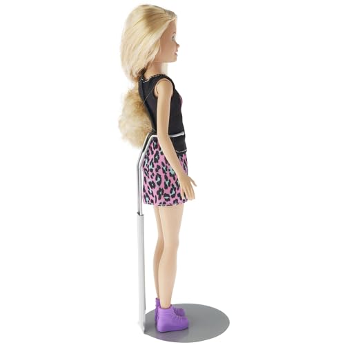 Image of Plymor DSP-5125S Silver Adjustable Doll Stand, fits 10, 11, and 12 inch Slim Waist Dolls, Waist is 1.125 inch - 1.5 inch wide, 3.25 inch - 4 inch around