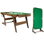 CHARLES BENTLEY Pool Table, 6FT Premium, Pub Style, Snooker Table, Pool, Games Table, Family, Entertainment, Folding Leg, Two Cues, Cue Chalk, Triangle, Brush, Balls, Billiards (183x91.4x78.4cm)