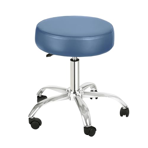 AdirMed Lux Height-Adjustment Stool - Pneumatic Rolling Swivel Chair- Versatile Mobility & Elevation Seat Ideal for Spa Salon Home & Office Use (Blue)