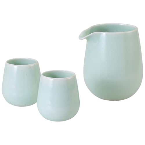 ????(Saikaitoki) Saikai Pottery 25646 Hasami Ware Sake Set Half Sake Cup Sake Cup Ceradon Celadon Light Blue, Made in Japan