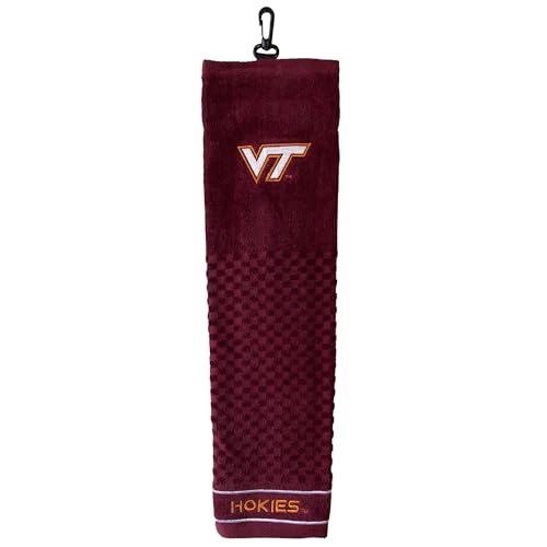 Image of Team Golf NCAA Virginia Tech Hokies Embroidered Golf Towel Embroidered Golf-Towel, Checkered Scrubber Design, Embroidered-Logo (Pack of 6)