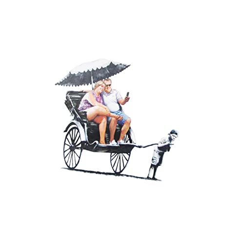 Tableau Banksy Rickshaw Kid Pour Personnaliser Un Mur Blanc Toile 60x60