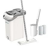 oshang Spin Mop and Bucket OG2 - Separates Dirty and Clean Water and Disposable Toilet Brush