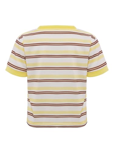 Kids Girls T Shirts Striped Heart Embroidery Summer Casual Short Sleeve Crewneck Tee Tops School Blouse4