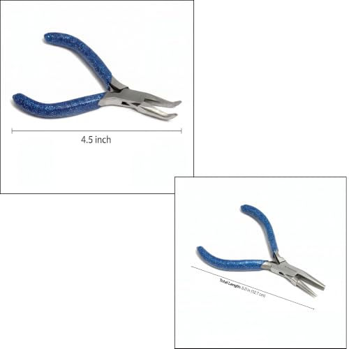 Image of Beadsnfashion 10 Pcs Stainless Steel Pliers Fine Quality Tools With Blue Grip Handlel For DIY Jewelry Making, Necklace, Bracelet, Earring & Craft Design - 13 CM