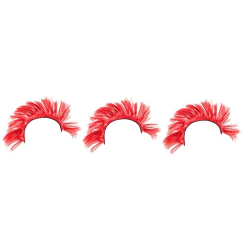 Pelucas Mohawk para casco BESPORTBLE con fibra sintética adhesiva de 3 piezas para bicicleta