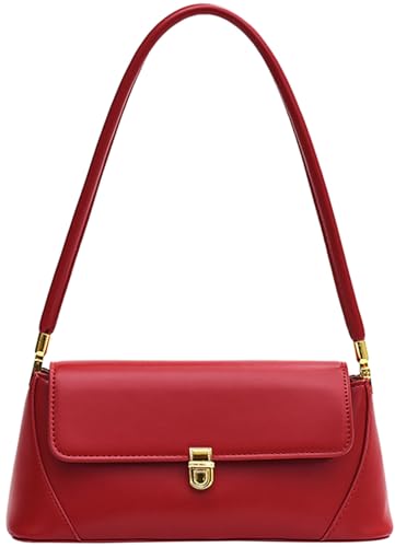 Farcauo Petit sac à bandoulière pour dames Sac à main en cuir PU Sac à main vintage rouge