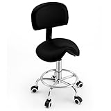 Sattelhocker mit Lehne – 360° drehbarer Hocker mit Rollen und verstellbarer...
