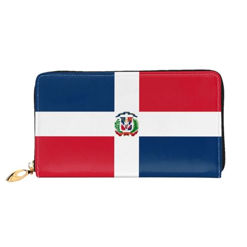 Dominican Republic Long leather wallet - with zipper - portable and waterproof, suitable for office, study and daily use