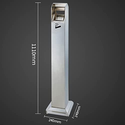 Stainless Steel Outdoor Trash Can with Ashtray, Fireproof Cigarette Butt Disposal Bin, Waterproof Design for Cigarette Waste, Durable Outdoor Receptacle for Clean Spaces