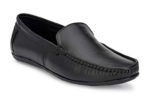 Image of MACTREE Men's Black Genuine Leather Formal Shoes Slip On