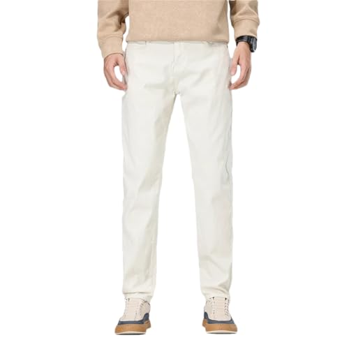 Men Straight Black Jeans Vintage Loose Denim Jeans Pants Ivory White 42