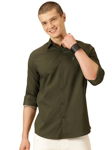 Image of Thomas Scott Men's Cricket Club Collection Classic Regular Fit Twill Shirt | 100% Cotton Long Sleeve Solid Shirt with Button Down Collar (Available in Plus Size)