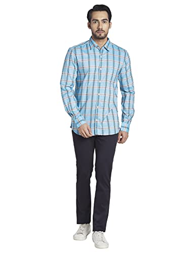 Image of Parx Men's Full Sleeve Slim Fit Dark Blue Casual Shirt