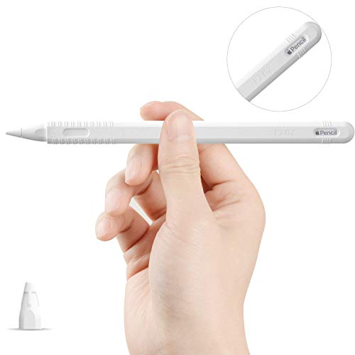 pzoz Case Compatible for Apple Pencil 2nd Generation Magnetic Pen Nib Protector Silicone Sleeve iPencil 2 Gen Grip Skin Cover Holder Clip Sticker Accessories for iPad Air 4 10.9 11 12.9 (White)