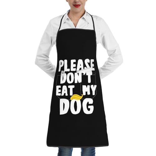 nopicsn Please Don't Eat My Dog Apron for cooking with Pockets Women Men Kitchen Chef Funny Aprons