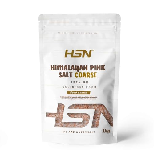 HSN Sal Rosa del Himalaya | 1Kg | Grano Grueso | 100% Natural Sin Aditivos Sin Refinar | Para Sazonar y Condimentar | No-GMO Vegano Sin Gluten
