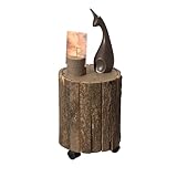 Vintiquewise Accent Decorative Natural Wooden Stump Stool with Wheels