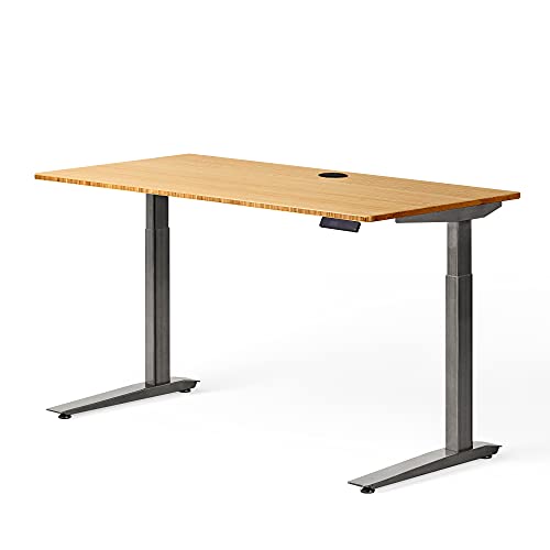 Image of Fully Jarvis Standing Desk 36 inch x 24 inch Natural Bamboo Top - Electric Adjustable Desk Height from 30 inch to 49 inch with Memory Preset Controller (Rectangle, Alloy Frame)