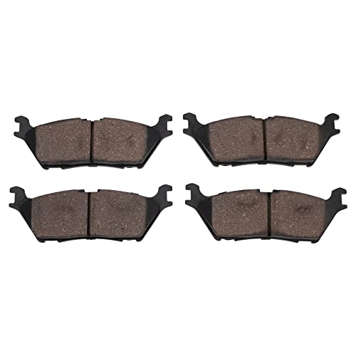 Image of TRQ Performance Rear Brake Pad and Rotor Set Ceramic Coated Drilled Slotted Rotors Compatible with 2021 Ford F-150 2022 Expedition Lincoln Navigator