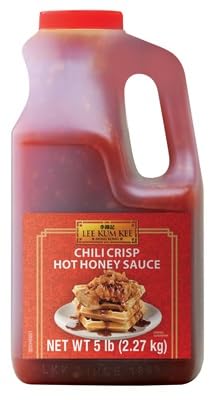 Lee Kum Kee Chili Crisp Hot Honey Sauce 5 lb. Jug - 1 Pack, Sweet & Spicy, Perfect for Fried Chicken & Waffles, Ribs, Pizza, Drizzling, Stir-Frying, and Glazes