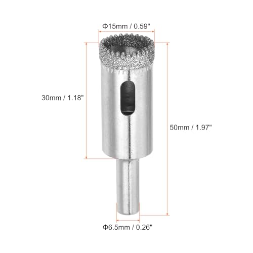 Broca de diamante serrada 15 mm para vidrio y cerámica miniatura 2