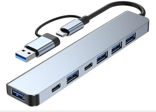Hub USB-C 7 em 2 Adaptador Multiportas em Alumínio, USB 3.0 5Gbps...