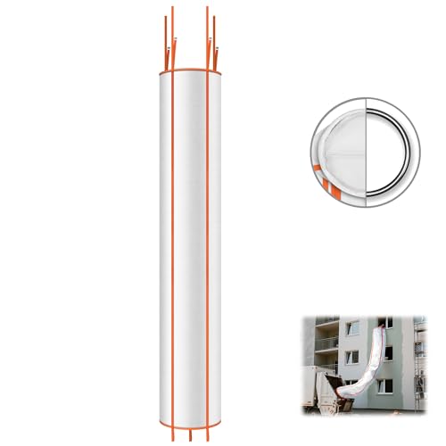 20 Ft Construction Trash Chute with Circular Top Steel Ring and 4 Adjustable Handles, Heavy Duty Construction Chute, Construction Debris Chute for Removal of Construction Waste